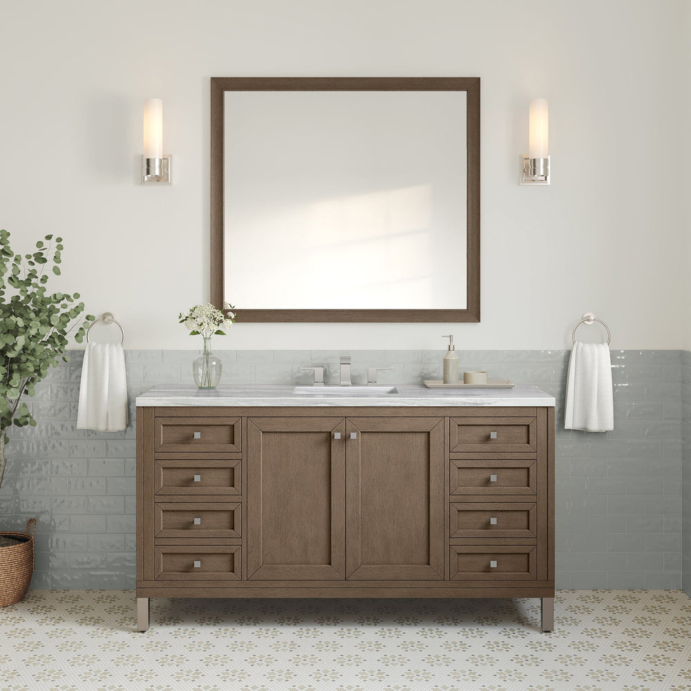 Chicago 60" Double Bathroom Vanity in Whitewashed Walnut Double bathroom Vanity James Martin Vanities Select Your Top 