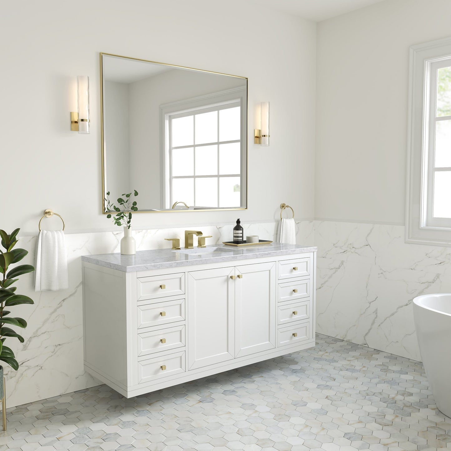 
                  
                    Chicago 60" Single Bathroom Vanity in Glossy White Single Bathroom Vanity James Martin Vanities 
                  
                