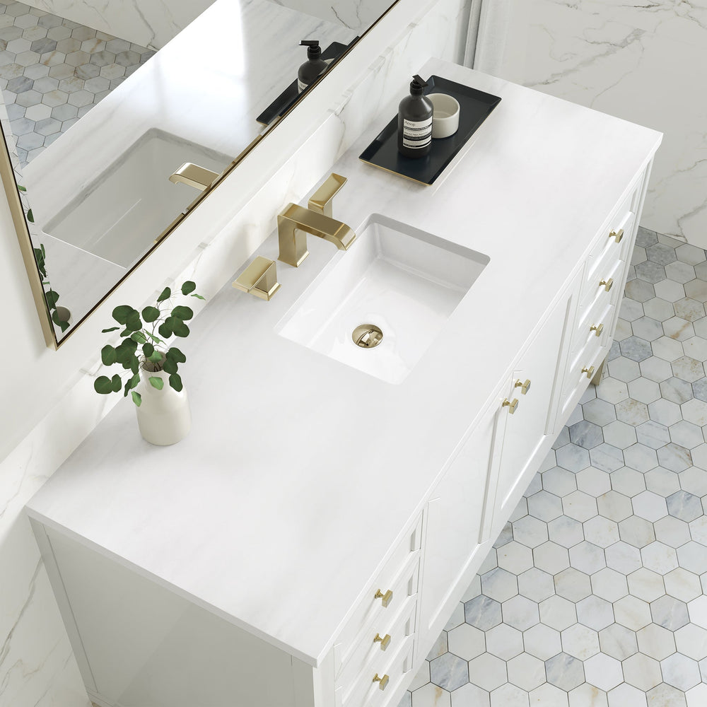 
                  
                    Chicago 60" Single Bathroom Vanity in Glossy White Single Bathroom Vanity James Martin Vanities White Zeus Silestone 
                  
                