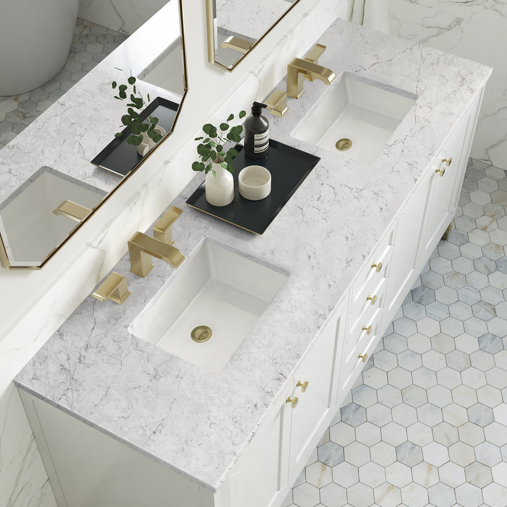 
                  
                    Chicago 72" Double Bathroom Vanity in Glossy White Double bathroom Vanity James Martin Vanities Eternal Jasmine Pearl Silestone 
                  
                