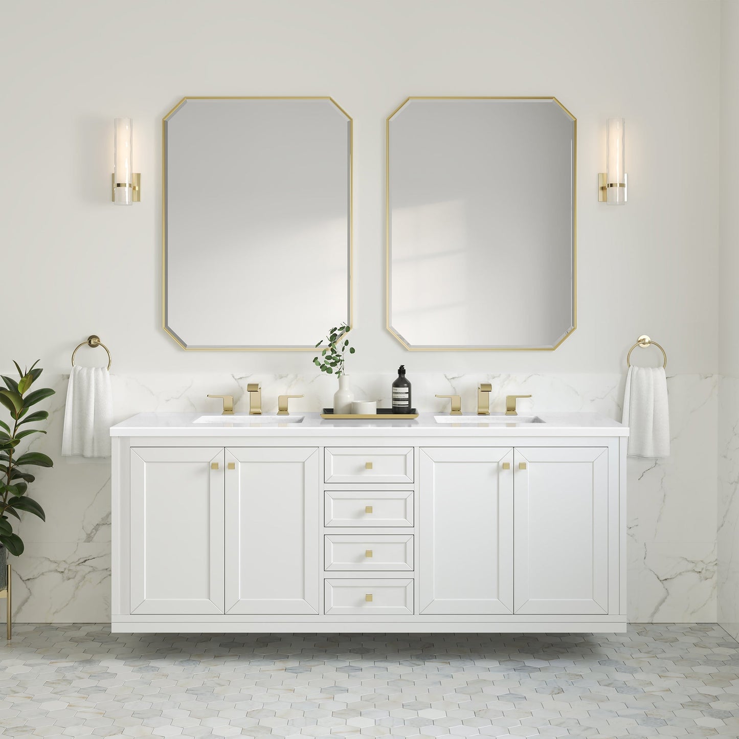 
                  
                    Chicago 72" Double Bathroom Vanity in Glossy White Double bathroom Vanity James Martin Vanities Select Your Top 
                  
                