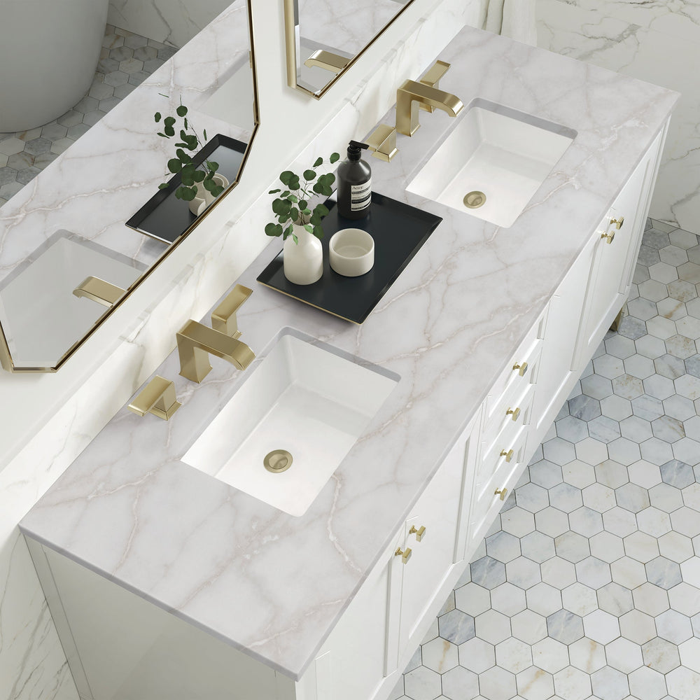 
                  
                    Chicago 72" Double Bathroom Vanity in Glossy White Double bathroom Vanity James Martin Vanities Victorian Silver Quartz 
                  
                