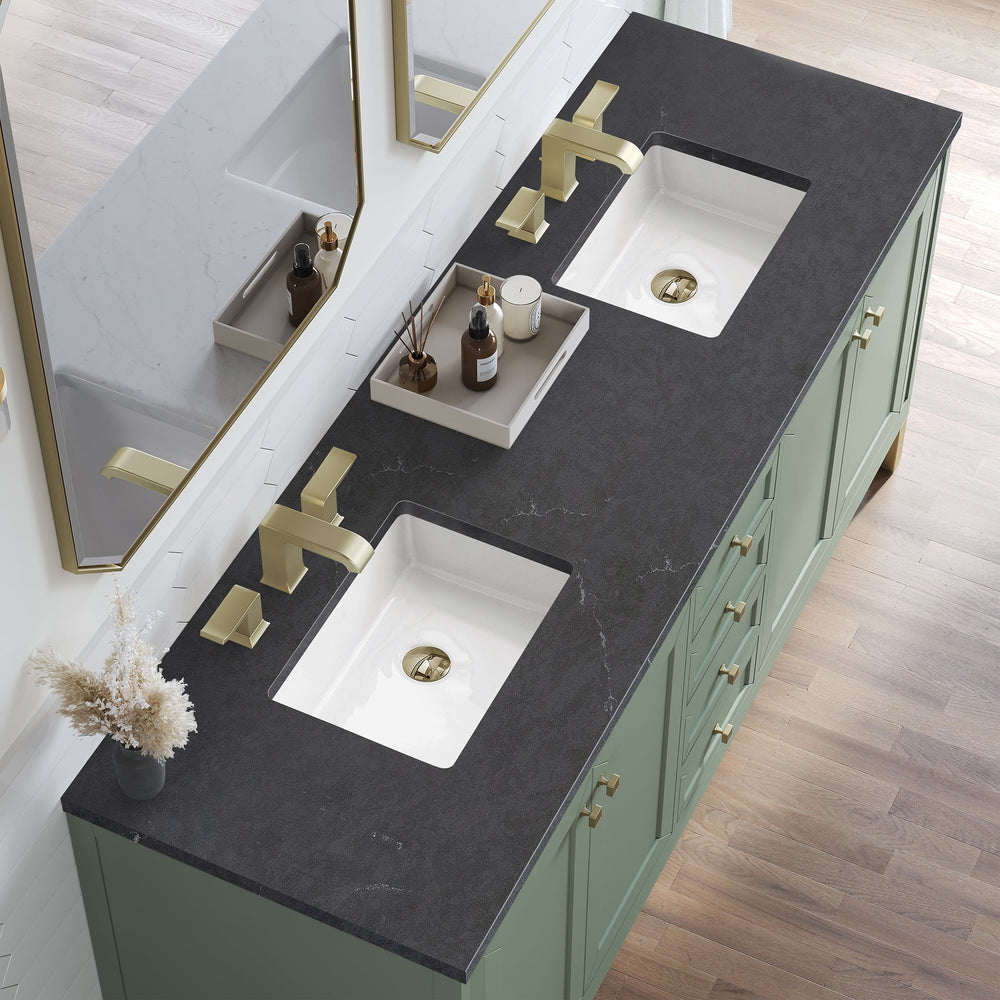 
                  
                    Chicago 72" Double Bathroom Vanity in Smokey Celadon Double bathroom Vanity James Martin Vanities Charcoal Soapstone Silestone 
                  
                