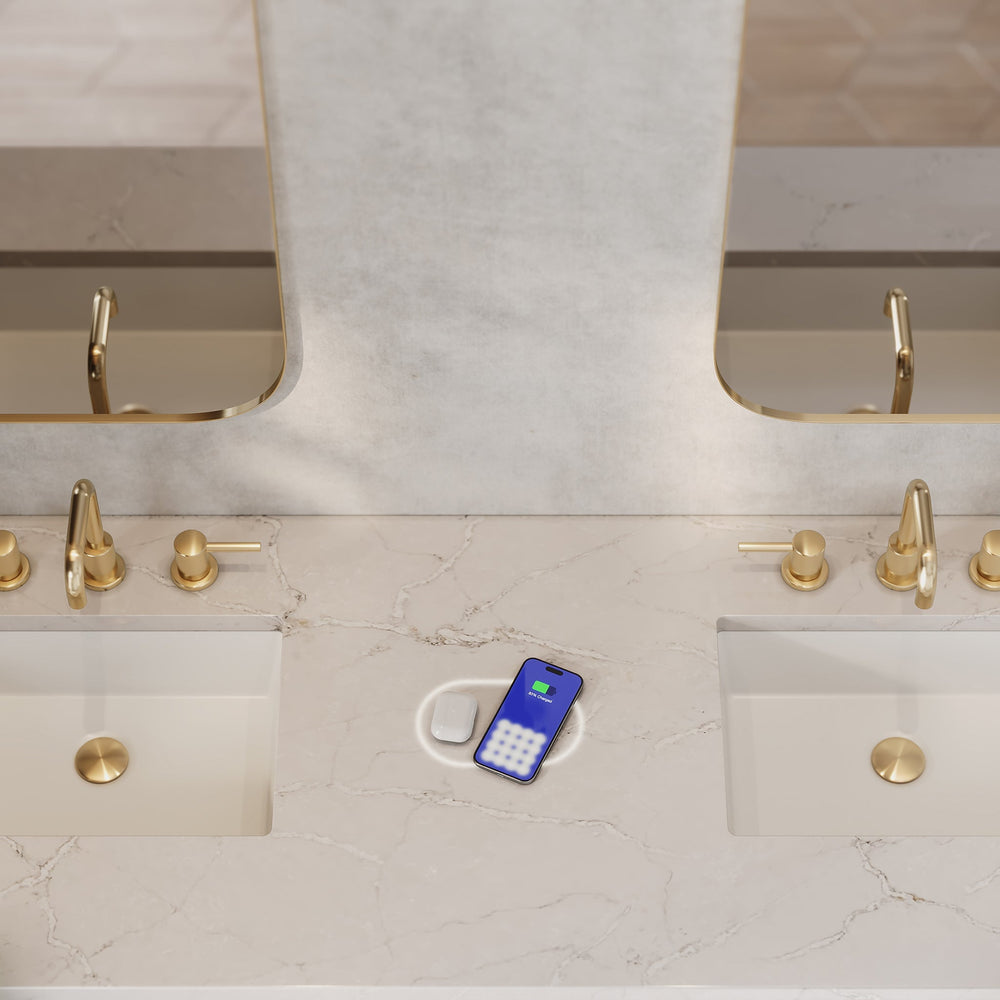 
                  
                    Chicago 72" Double Bathroom Vanity in Smokey Celadon Double bathroom Vanity James Martin Vanities FreePower-Enabled Victorian Silver Silestone 
                  
                