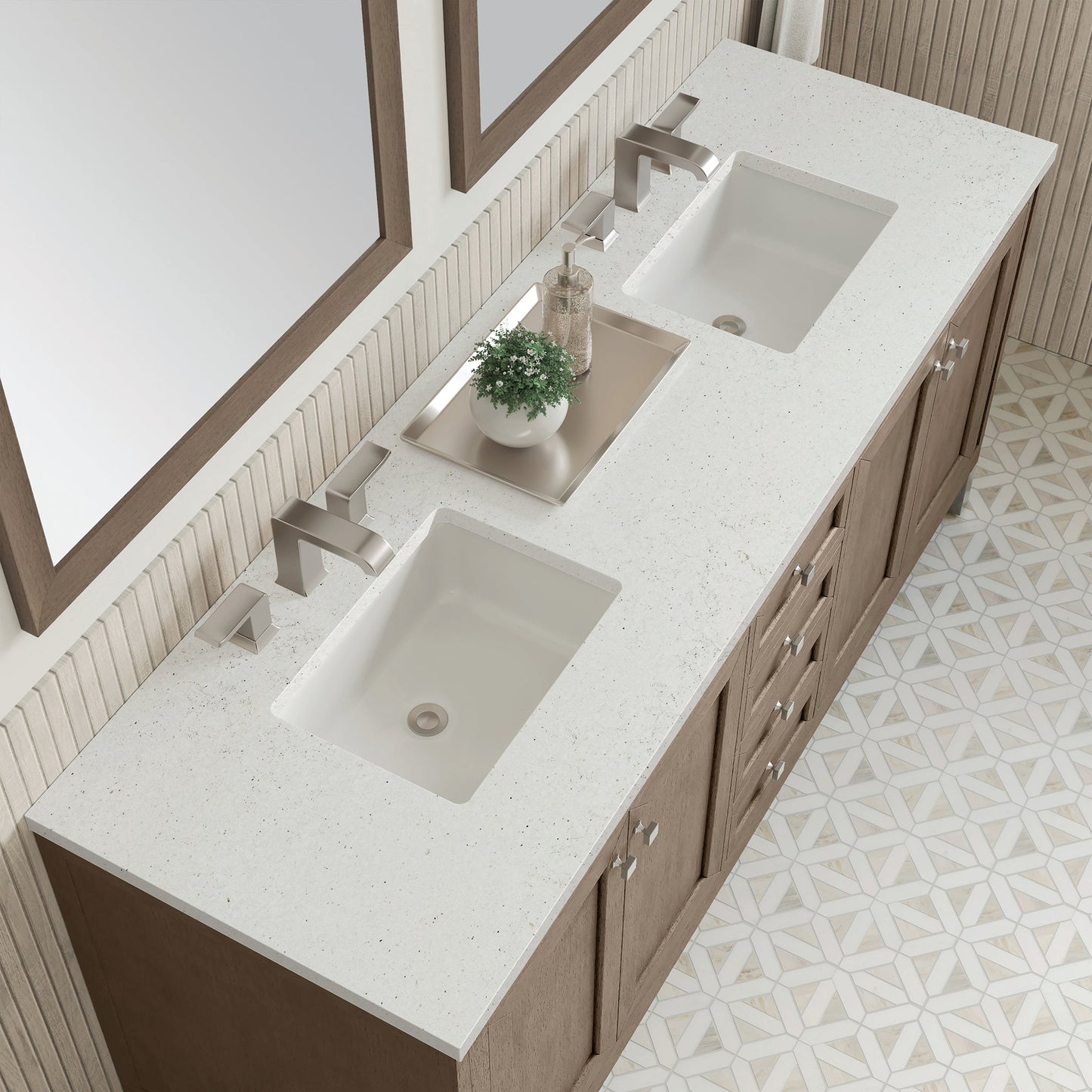 
                  
                    Chicago 72" Double Bathroom Vanity in Whitewashed Walnut Double bathroom Vanity James Martin Vanities Lime Delight Silestone 
                  
                