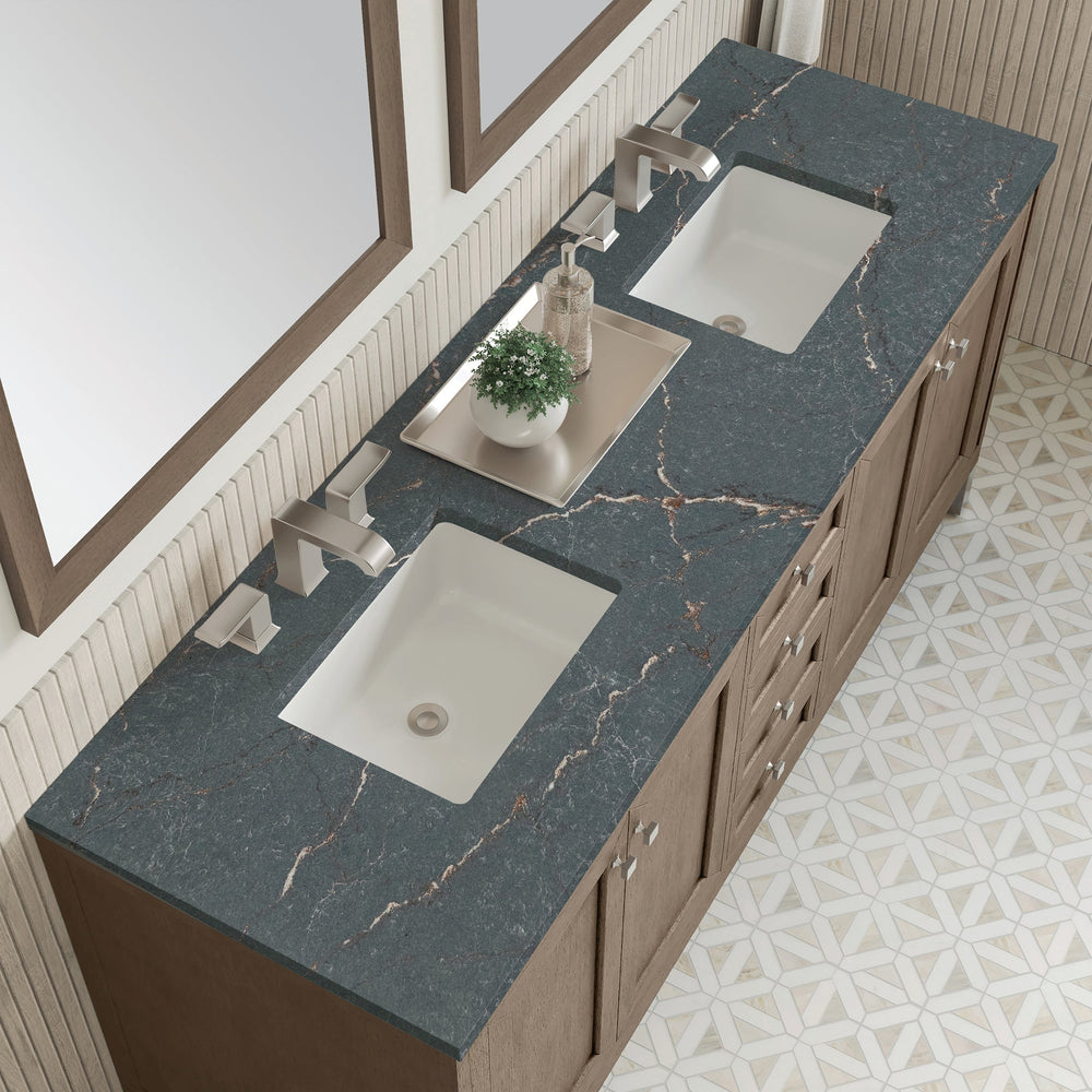 
                  
                    Chicago 72" Double Bathroom Vanity in Whitewashed Walnut Double bathroom Vanity James Martin Vanities Parisien Bleu Silestone 
                  
                