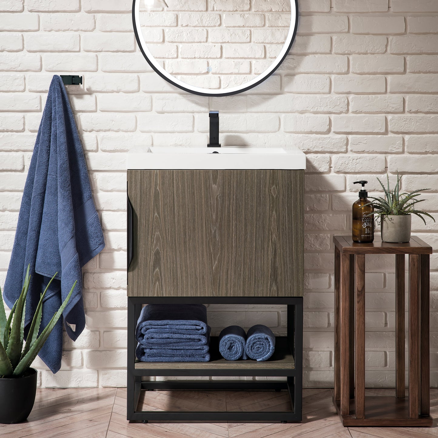 Columbia 24 Single Vanity Cabinet in Ash Gray with Radiant Gold Base