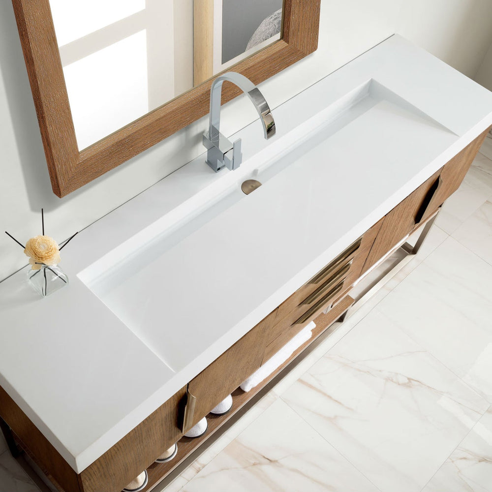 
                  
                    Columbia 72" Single Bathroom Vanity in Latte Oak with Brushed Nickel Base Single Bathroom Vanity James Martin Vanities 
                  
                