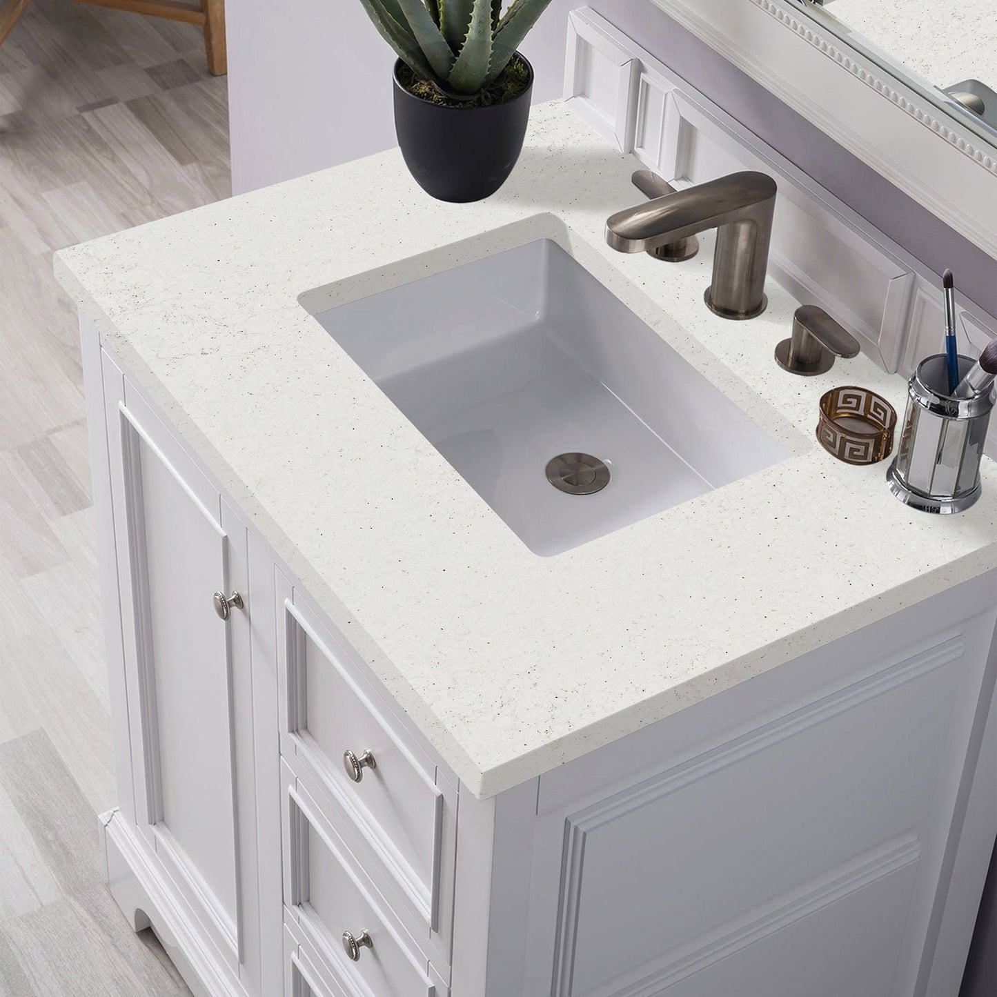 
                  
                    De Soto 30" Single Bathroom Vanity in Bright White Single Bathroom Vanity James Martin Vanities Lime Delight Silestone 
                  
                