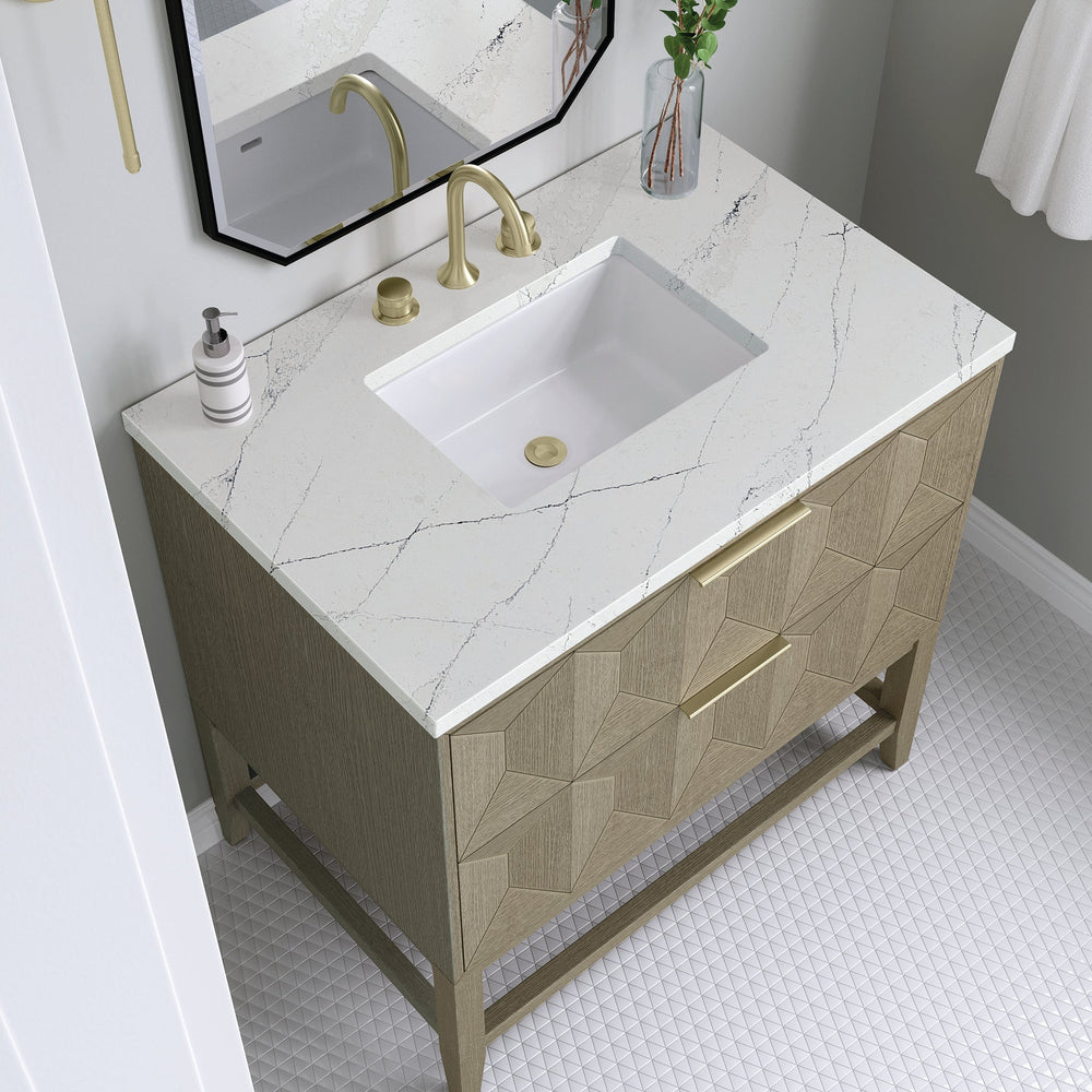 
                  
                    Emmeline 36" Vanity in Pebble Oak Single Bathroom Vanity James Martin Vanities Ethereal Noctis Silestone 
                  
                