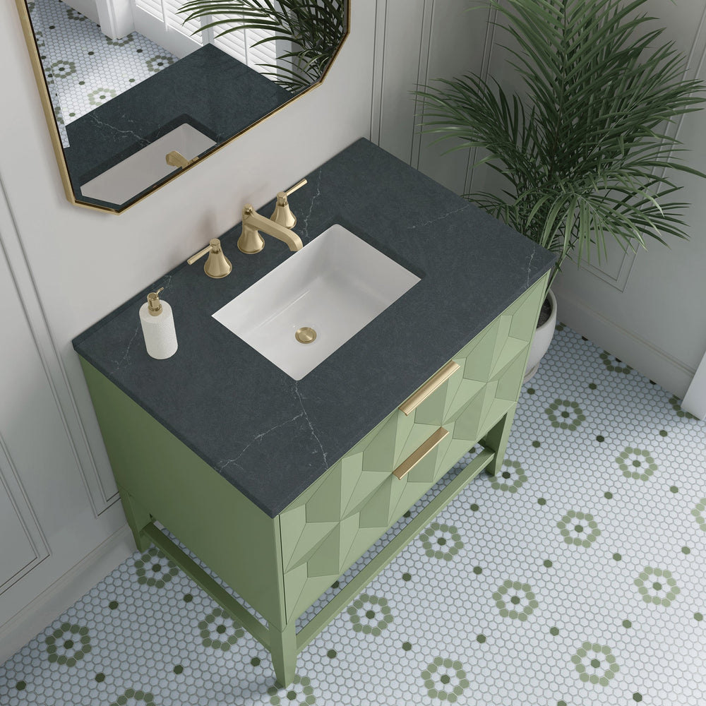 
                  
                    Emmeline 36" Vanity in Pistachio Single Bathroom Vanity James Martin Vanities Charcoal Soapstone Silestone 
                  
                