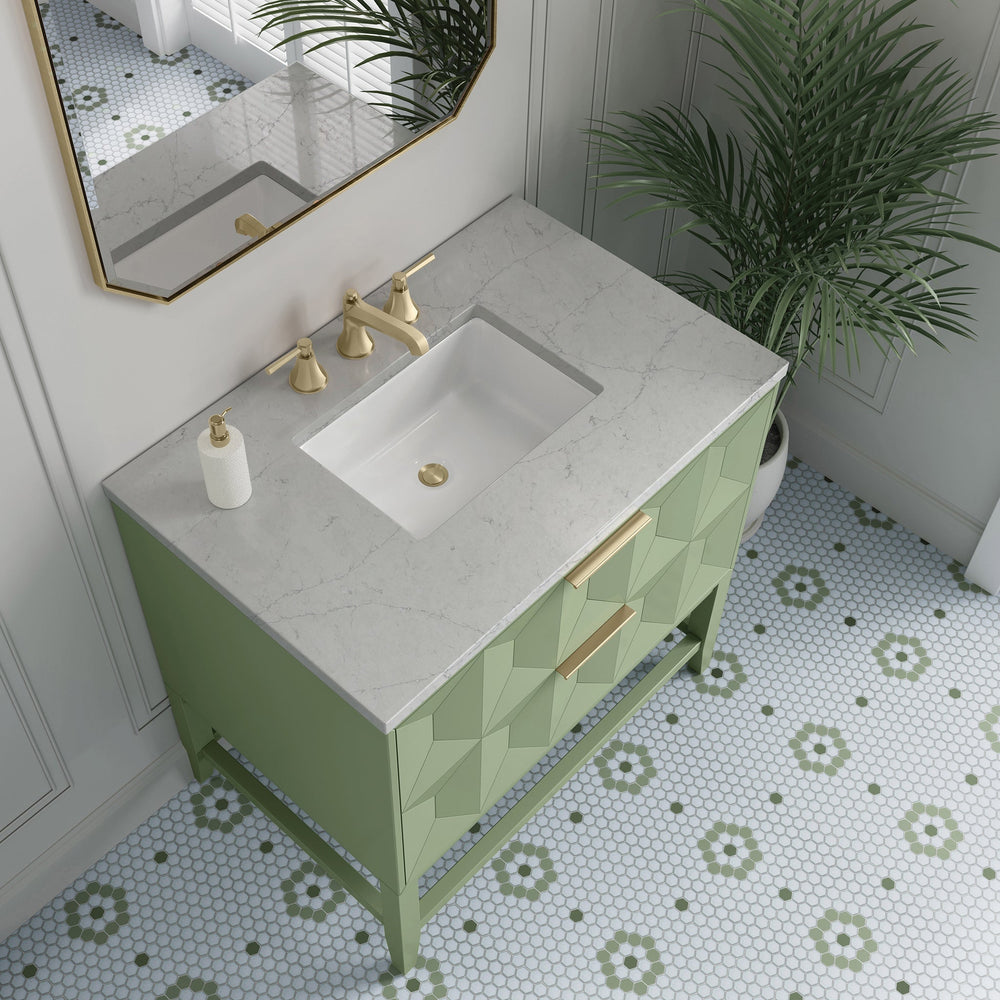 
                  
                    Emmeline 36" Vanity in Pistachio Single Bathroom Vanity James Martin Vanities Eternal Jasmine Silestone 
                  
                