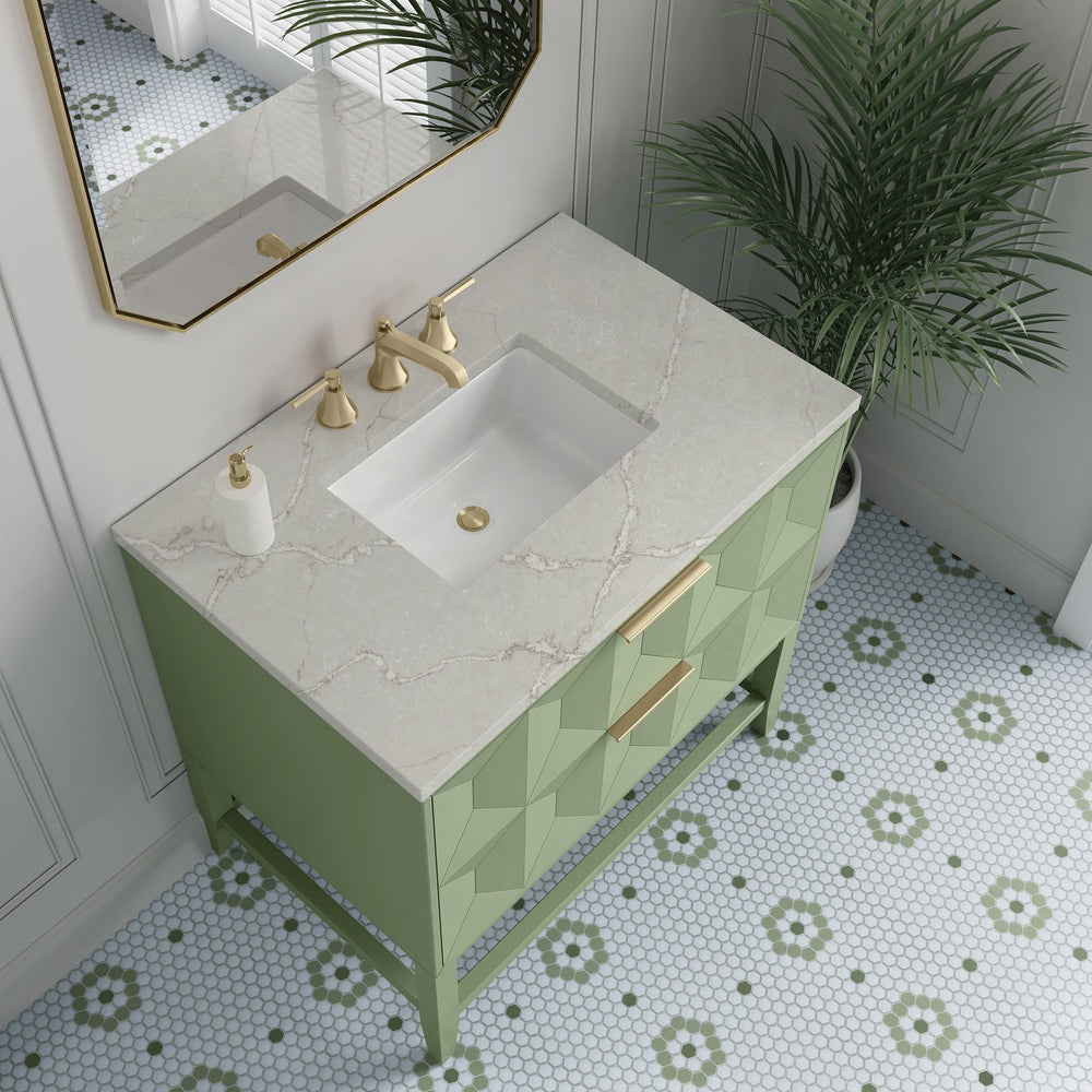 
                  
                    Emmeline 36" Vanity in Pistachio Single Bathroom Vanity James Martin Vanities Victorian Silver Silestone 
                  
                