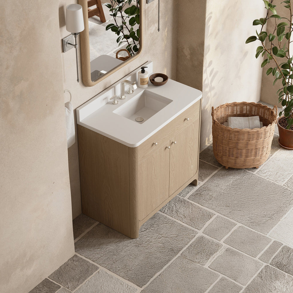 
                  
                    Gracyn 36" Single Vanity in Coastal Driftwood Single Bathroom Vanity James Martin Vanities White Zeus Silestone 
                  
                