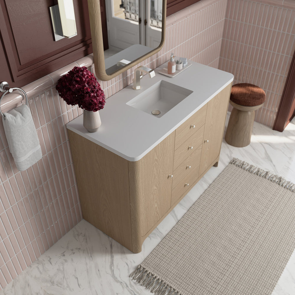 
                  
                    Gracyn 48" Single Vanity in Coastal Driftwood Single Bathroom Vanity James Martin Vanities White Zeus Silestone 
                  
                