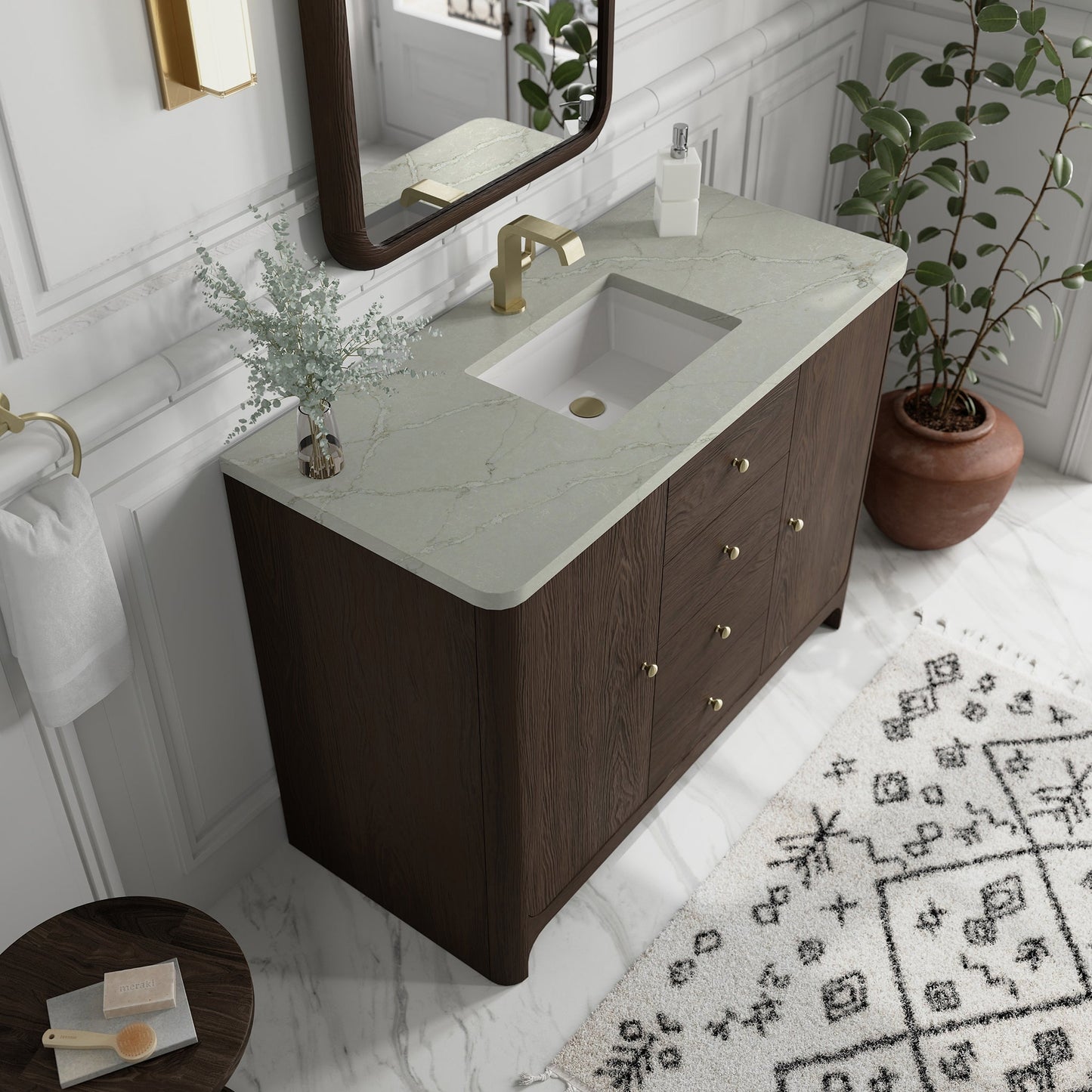 
                  
                    Gracyn 48" Single Vanity in Sable Single Bathroom Vanity James Martin Vanities Victorian Silver Silestone 
                  
                