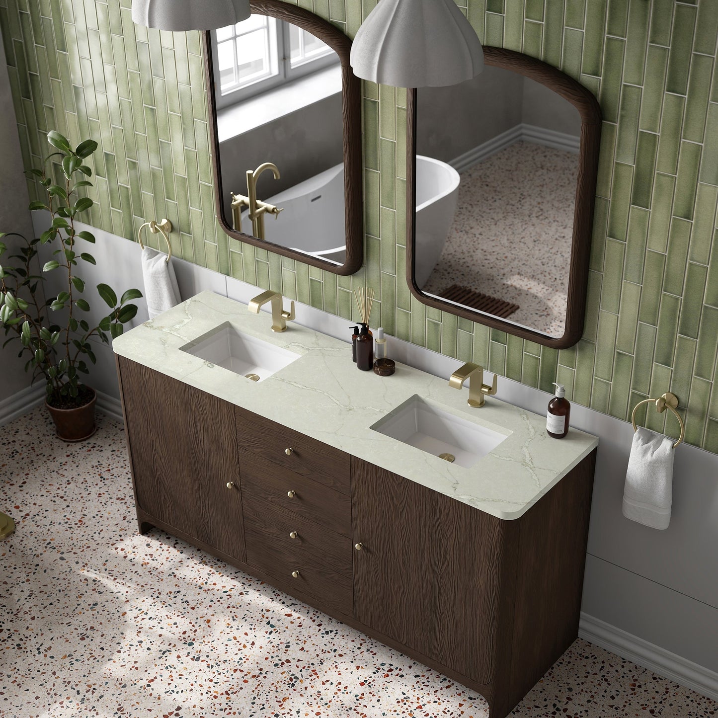 
                  
                    Gracyn 72" Double Vanity in Sable Double Bathroom Vanity James Martin Vanities Victorian Silver Silestone 
                  
                