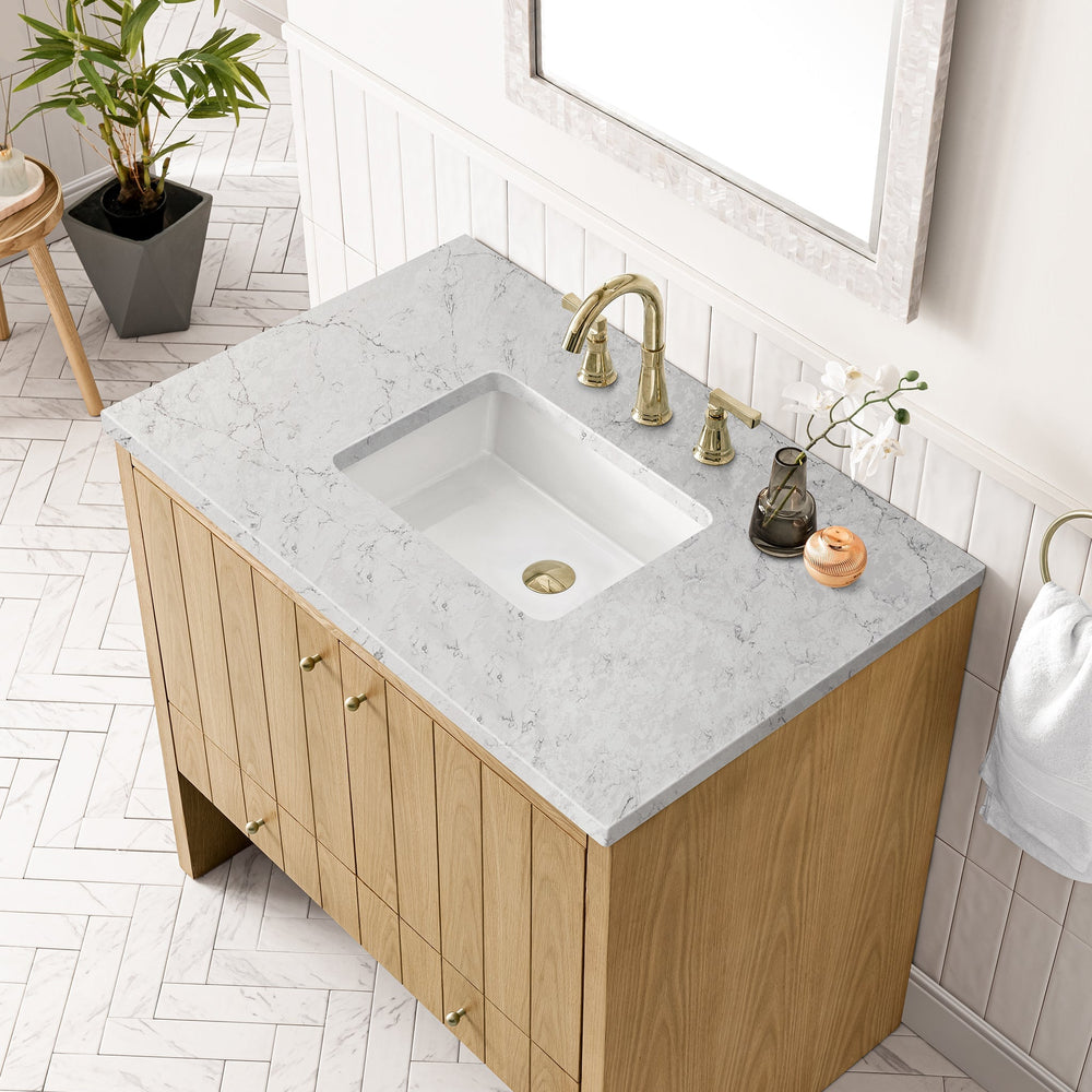 
                  
                    Hudson 36" Single Vanity in Light Natural Oak Single Bathroom Vanity James Martin Vanities Eternal Jasmine Pearl Silestone 
                  
                