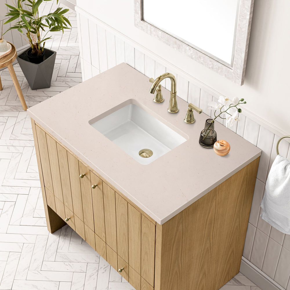 
                  
                    Hudson 36" Single Vanity in Light Natural Oak Single Bathroom Vanity James Martin Vanities Eternal Marfil Silestone 
                  
                