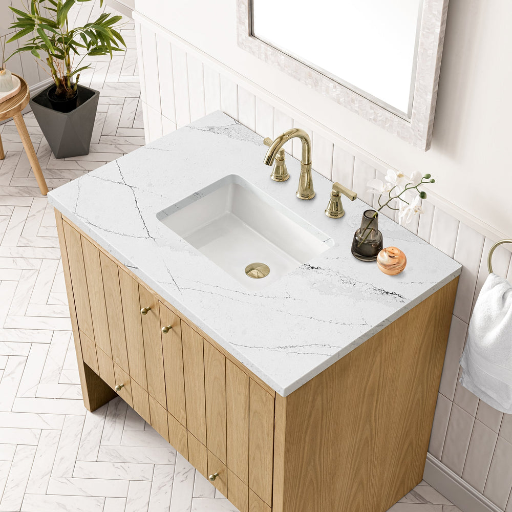 
                  
                    Hudson 36" Single Vanity in Light Natural Oak Single Bathroom Vanity James Martin Vanities Ethereal Noctis Silestone 
                  
                