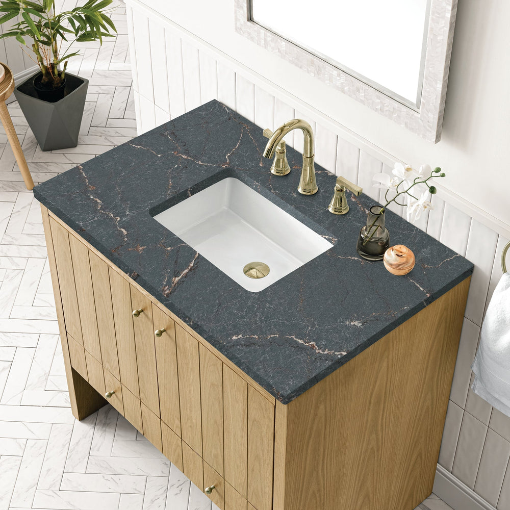 
                  
                    Hudson 36" Single Vanity in Light Natural Oak Single Bathroom Vanity James Martin Vanities Parisien Bleu Silestone 
                  
                