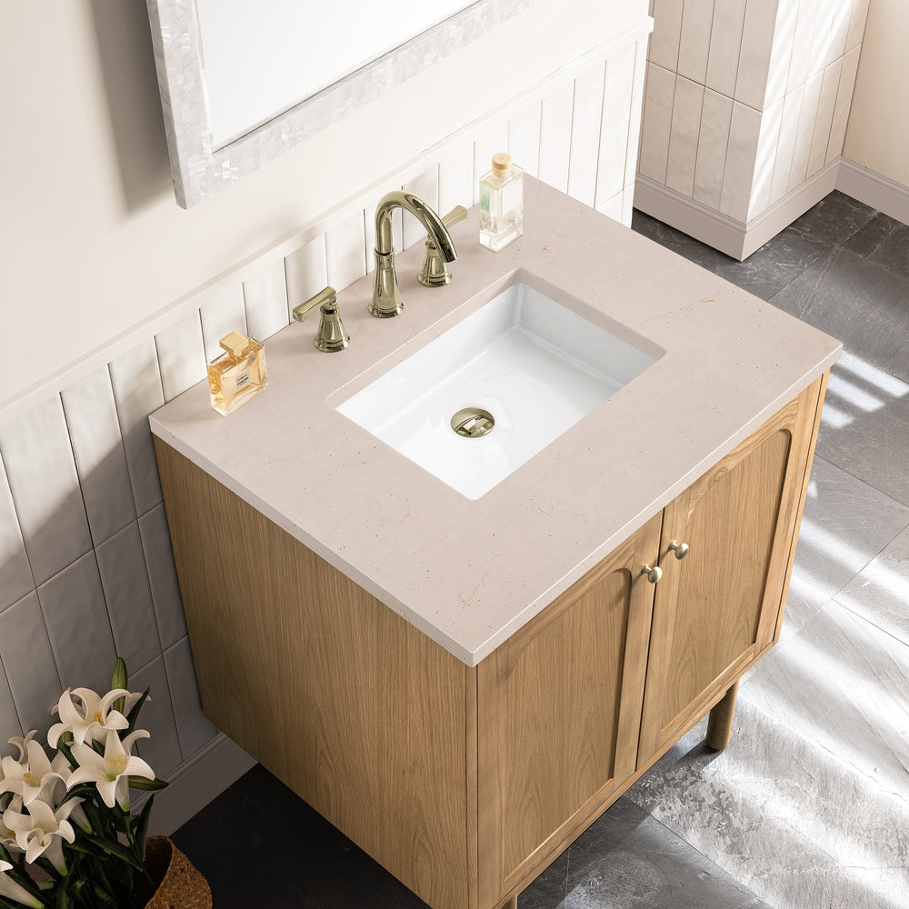 
                  
                    Laurent 30" Single Vanity in Light Natural Oak Single Bathroom Vanity James Martin Vanities Eternal Marfil Silestone 
                  
                