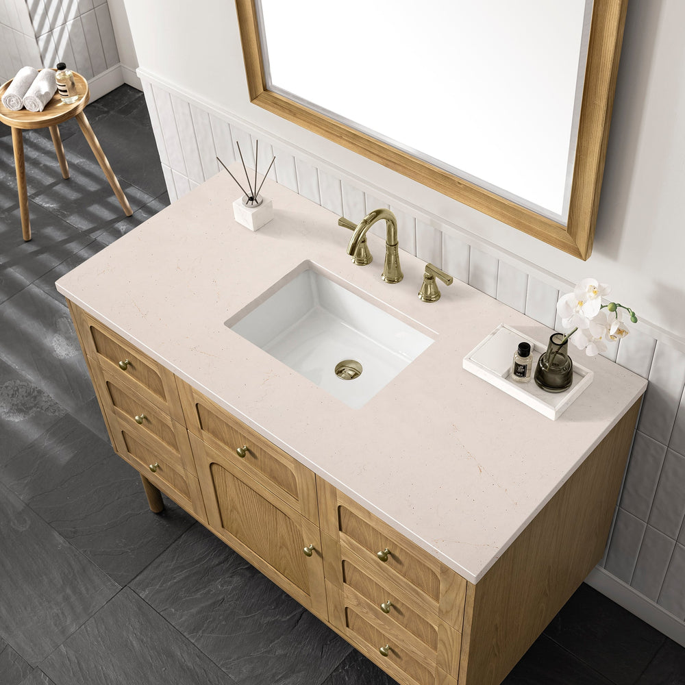 
                  
                    Laurent 48" Single Vanity in Light Natural Oak James Martin Vanities Eternal Marfil Silestone 
                  
                