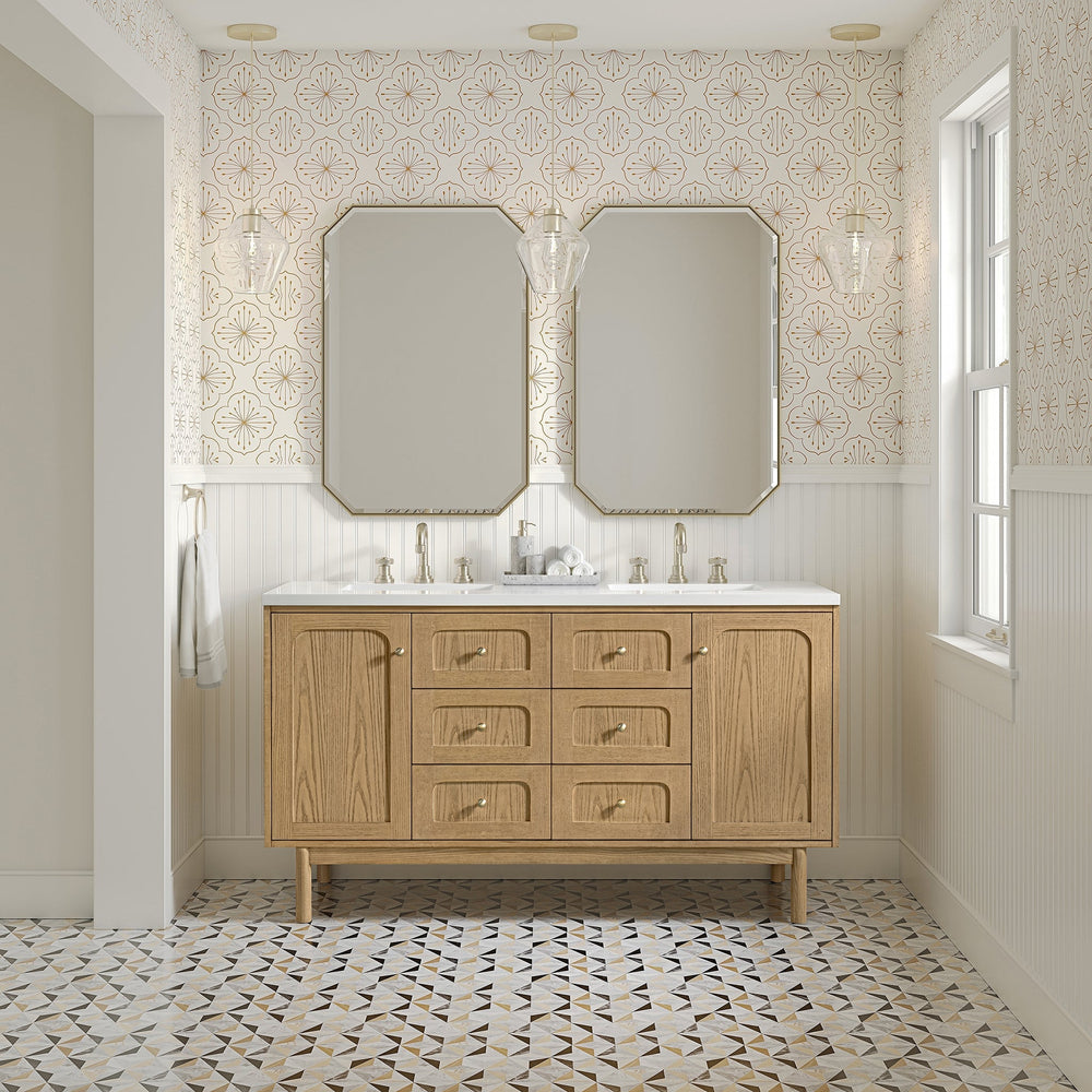 Laurent 60" Double Vanity in Light Natural Oak Double Bathroom Vanity James Martin Vanities 