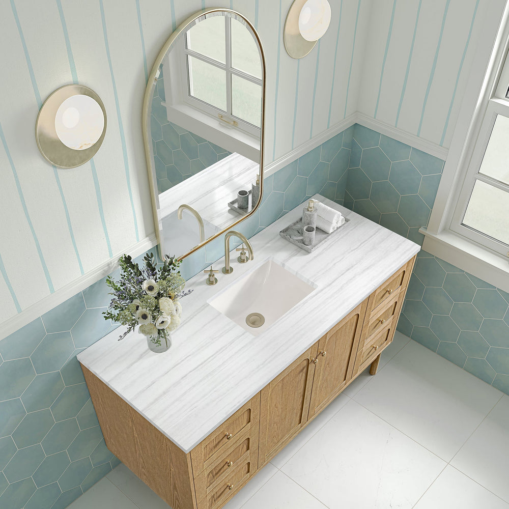 
                  
                    Laurent 60" Single Vanity in Light Natural Oak Single Bathroom Vanity James Martin Vanities Arctic Fall Solid Surface 
                  
                