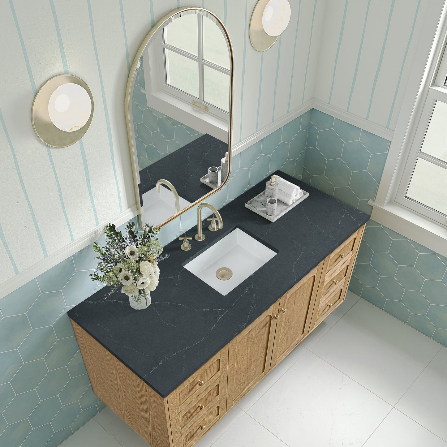 
                  
                    Laurent 60" Single Vanity in Light Natural Oak Single Bathroom Vanity James Martin Vanities Charcoal Soapstone Silestone 
                  
                