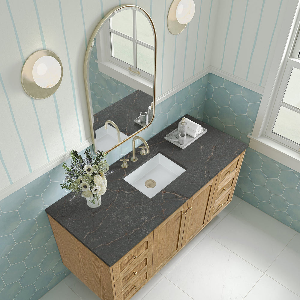 
                  
                    Laurent 60" Single Vanity in Light Natural Oak Single Bathroom Vanity James Martin Vanities Parisien Bleu Silestone 
                  
                