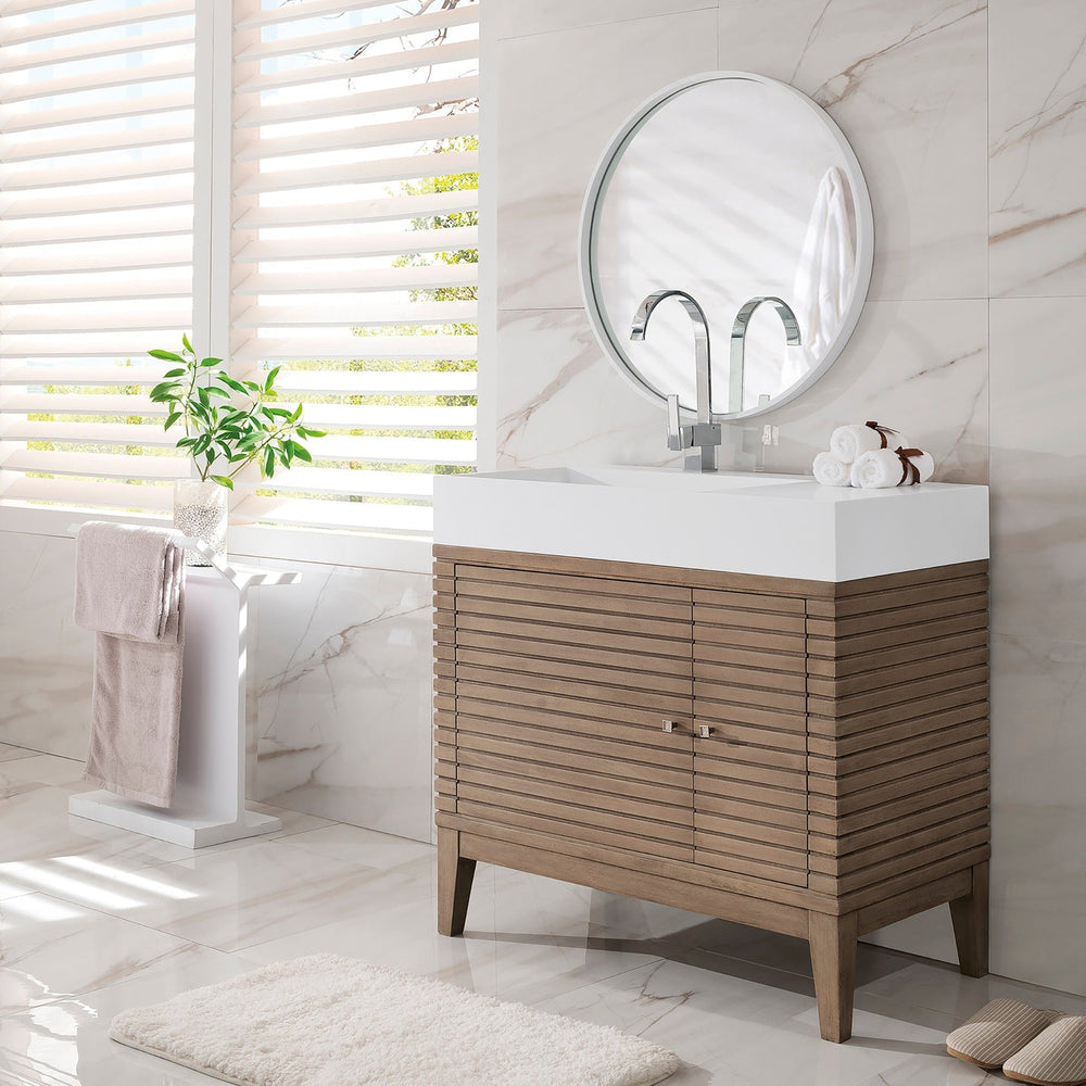 
                  
                    Linear 36" Single Bathroom Vanity in Whitewashed Walnut Single Bathroom Vanity James Martin Vanities 
                  
                