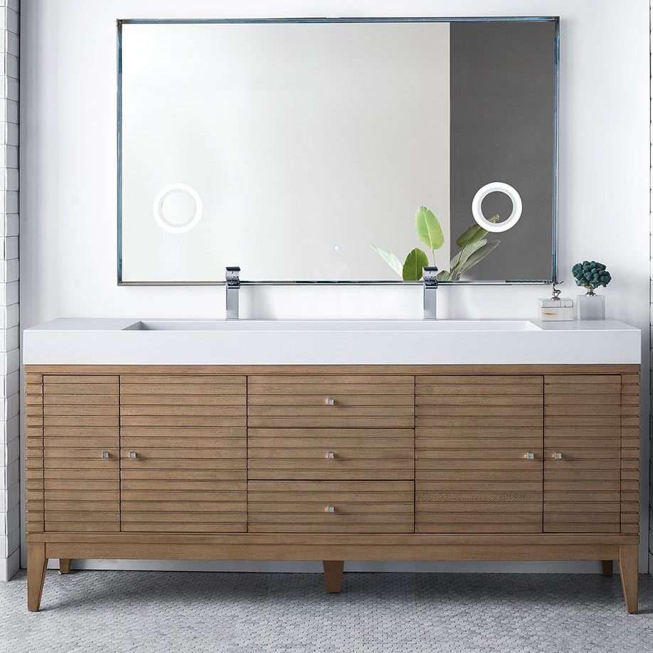 
                  
                    Linear 72" Double Bathroom Vanity in Whitewashed Walnut Single Bathroom Vanity James Martin Vanities 
                  
                