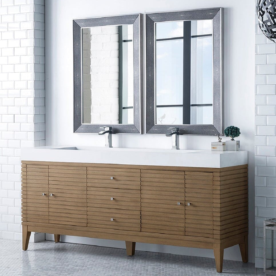 
                  
                    Linear 72" Double Bathroom Vanity in Whitewashed Walnut Single Bathroom Vanity James Martin Vanities 
                  
                
