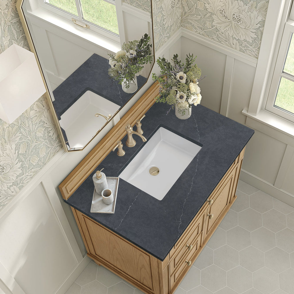 
                  
                    Lorelai 36" Single Vanity in Light Natural Oak James Martin Vanities Charcoal Soapstone Quartz 
                  
                