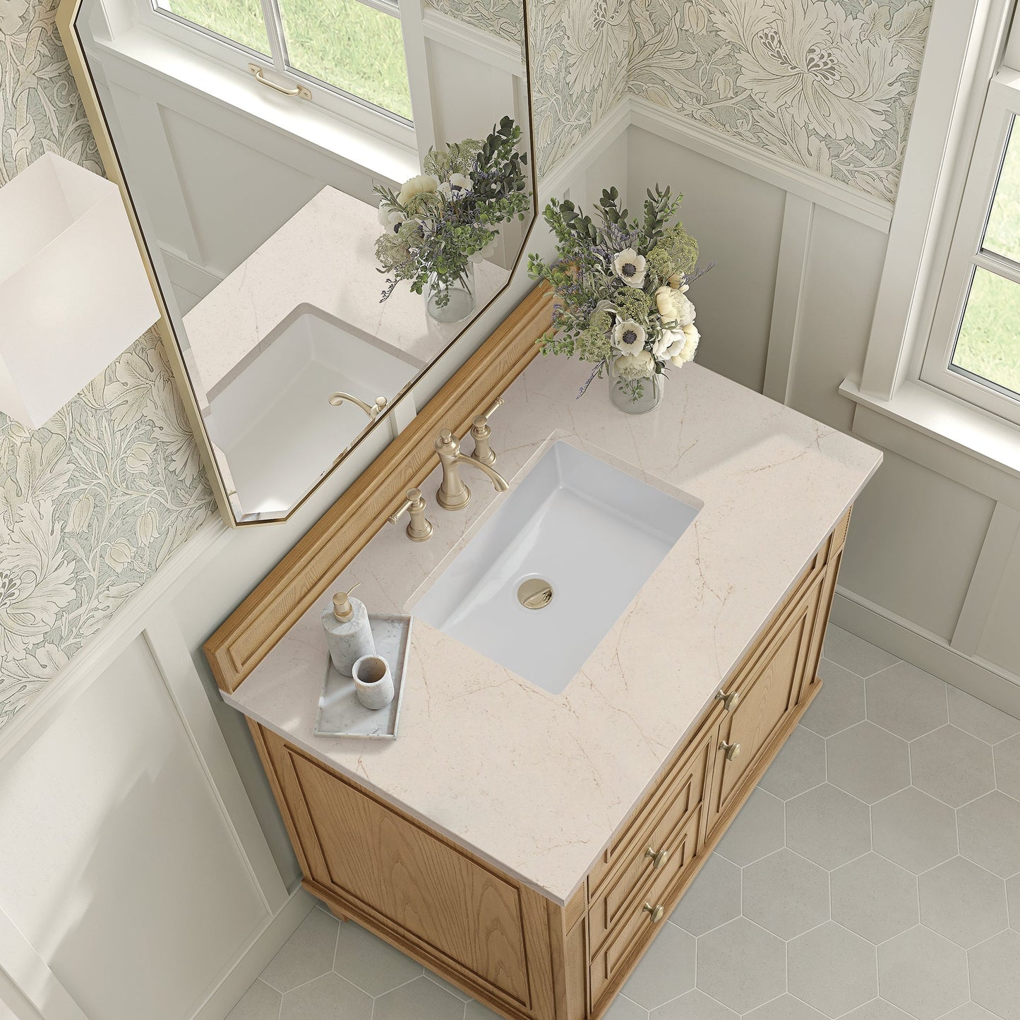 
                  
                    Lorelai 36" Single Vanity in Light Natural Oak James Martin Vanities Eternal Marfil Quartz 
                  
                