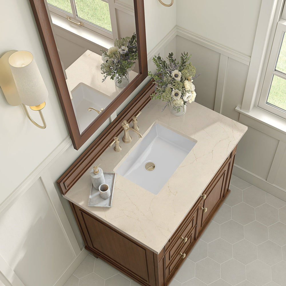 
                  
                    Lorelai 36" Single Vanity in Mid-Century Walnut James Martin Vanities Eternal Marfil Quartz 
                  
                