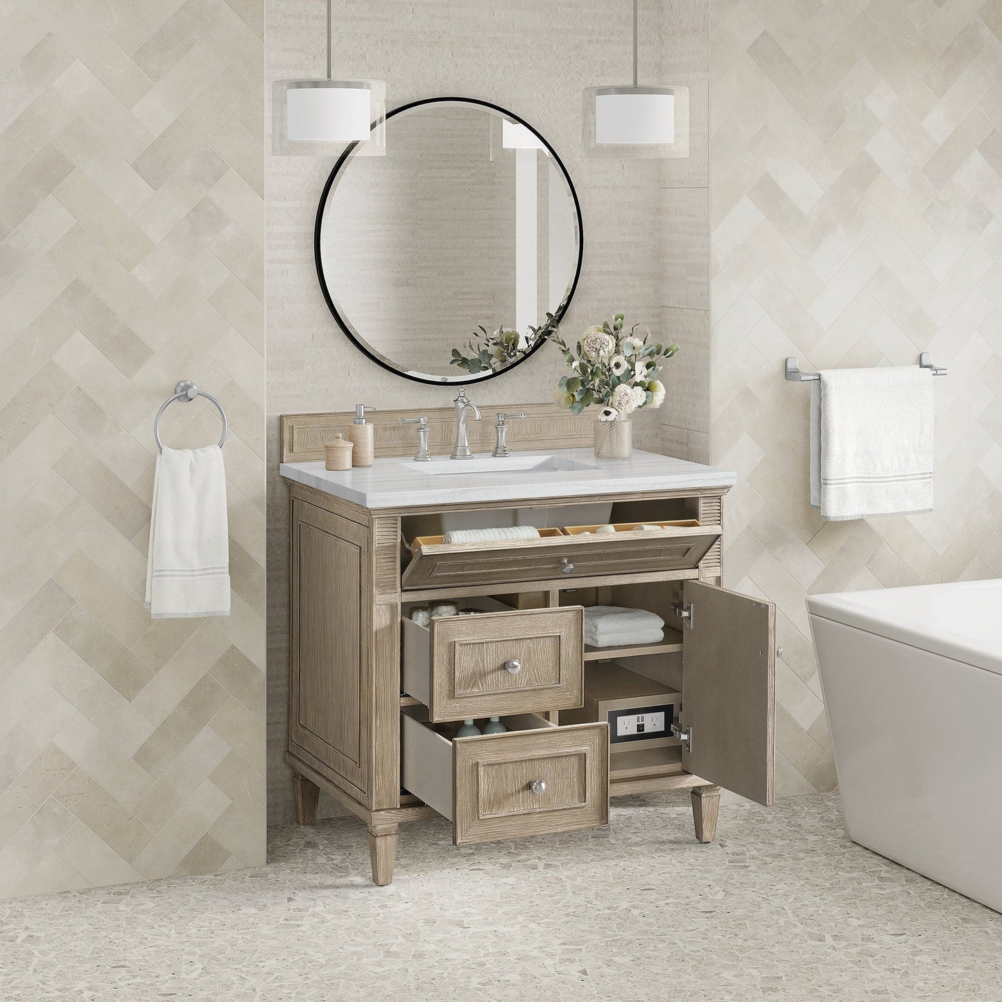 
                  
                    Lorelai 36" Single Vanity in Whitewashed Oak James Martin Vanities 
                  
                