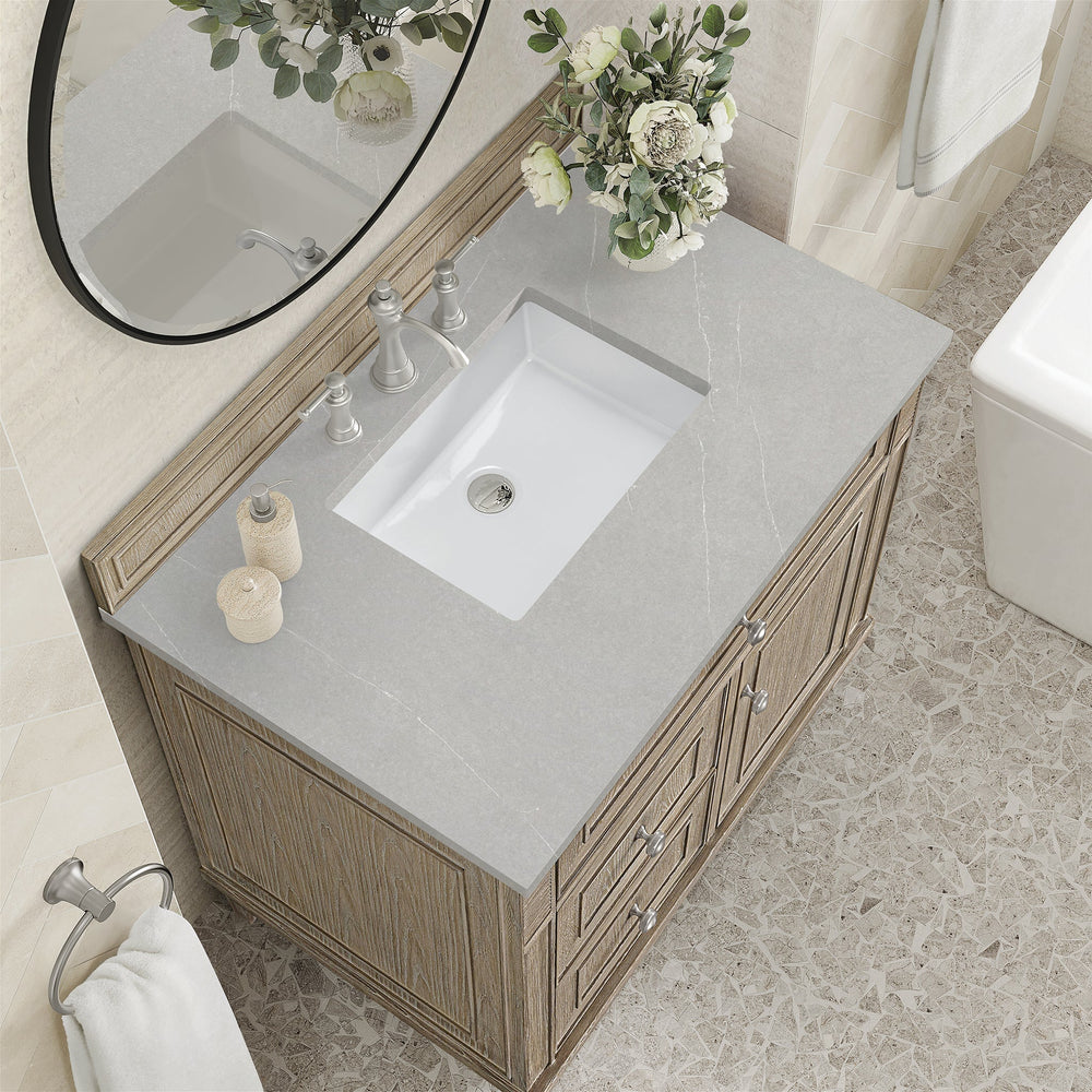 
                  
                    Lorelai 36" Single Vanity in Whitewashed Oak James Martin Vanities Eternal Serena Quartz 
                  
                