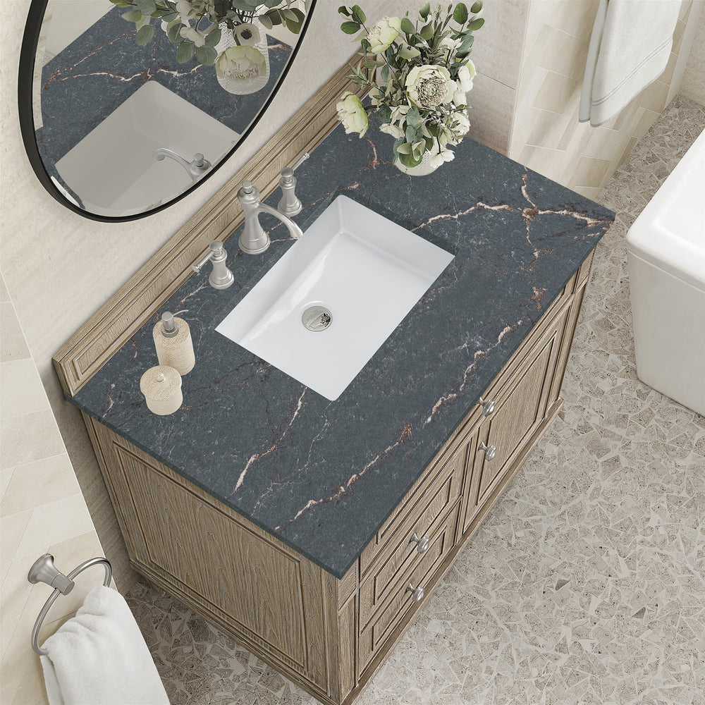 
                  
                    Lorelai 36" Single Vanity in Whitewashed Oak James Martin Vanities Parisien Bleu Silestone 
                  
                