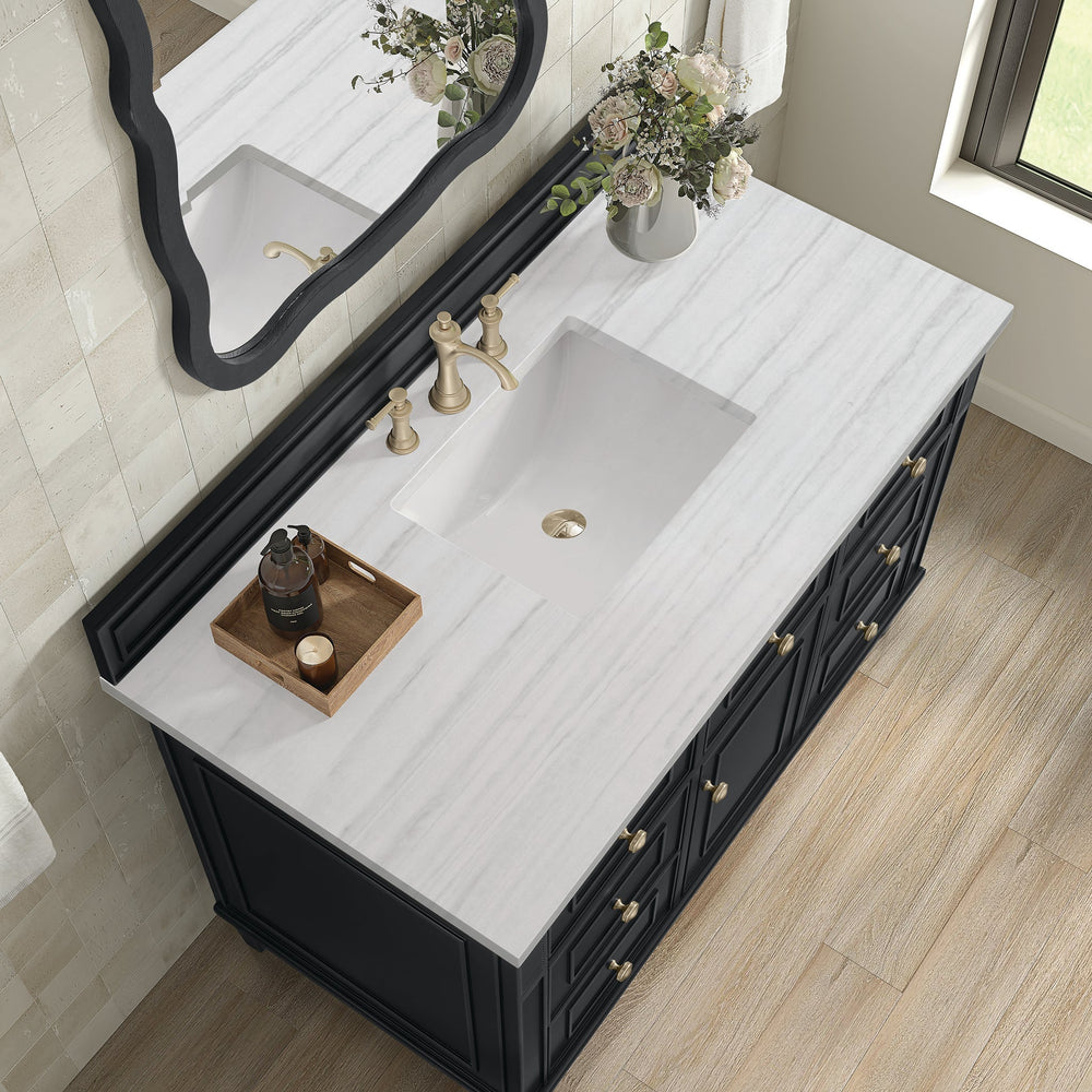 
                  
                    Lorelai 48" Single Vanity in Black Onyx James Martin Vanities Arctic Fall solid surface 
                  
                