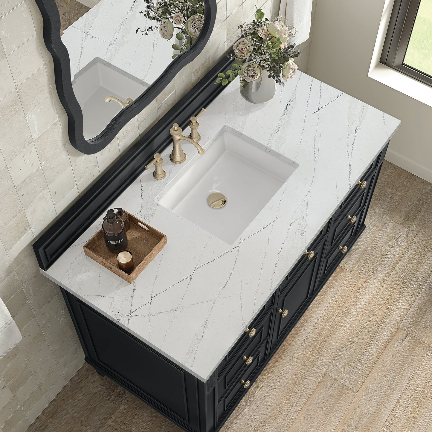 
                  
                    Lorelai 48" Single Vanity in Black Onyx James Martin Vanities Ethereal Noctis Quartz 
                  
                