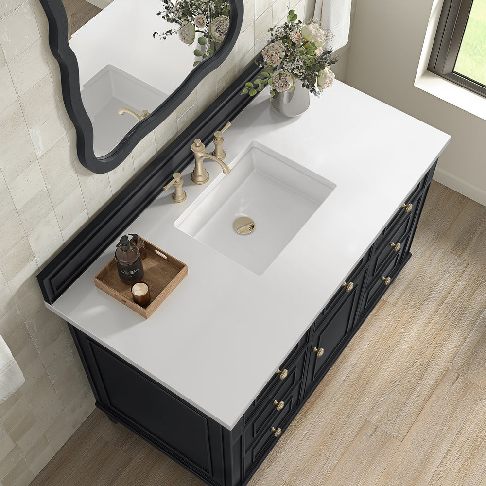 
                  
                    Lorelai 48" Single Vanity in Black Onyx James Martin Vanities White Zeus Quartz 
                  
                