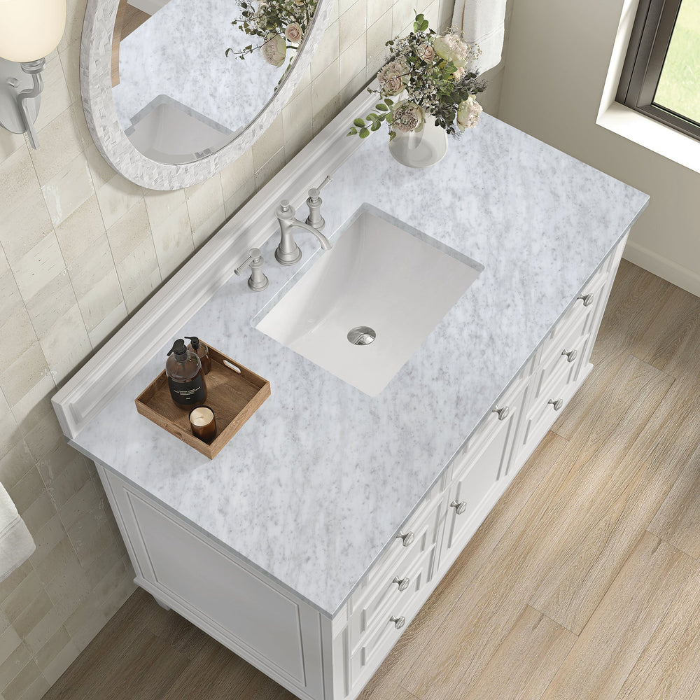 
                  
                    Lorelai 48" Single Vanity in Bright White James Martin Vanities Carrara White Marble 
                  
                