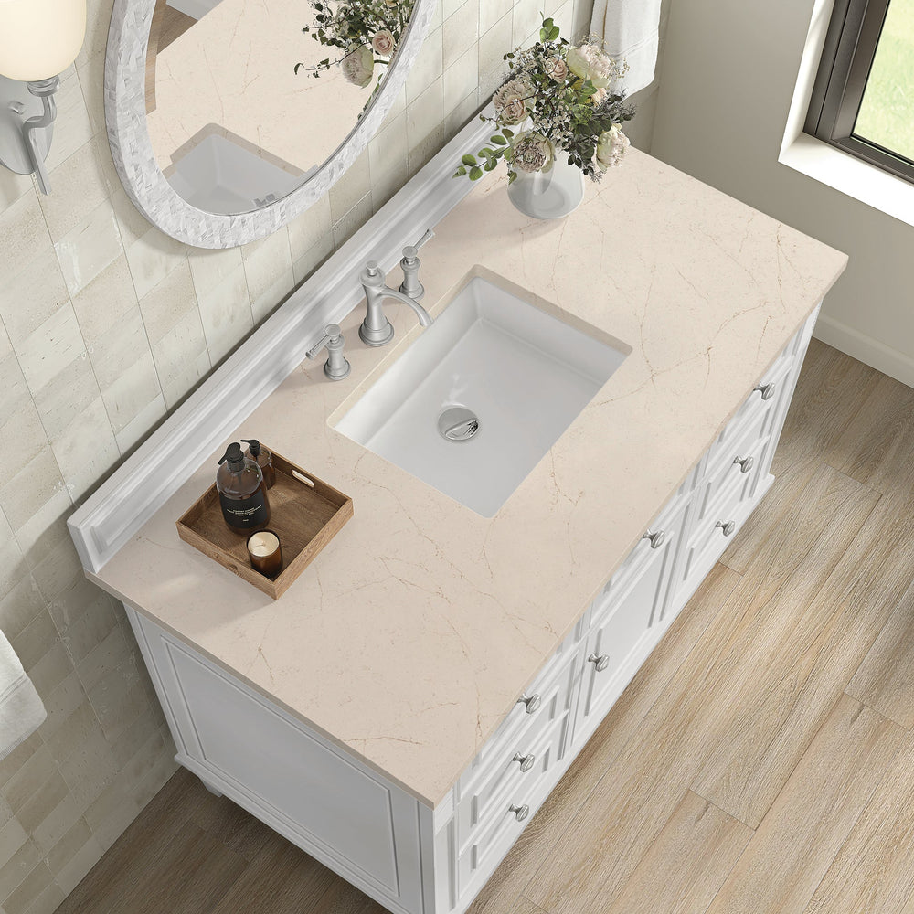 
                  
                    Lorelai 48" Single Vanity in Bright White James Martin Vanities Eternal Marfil Quartz 
                  
                