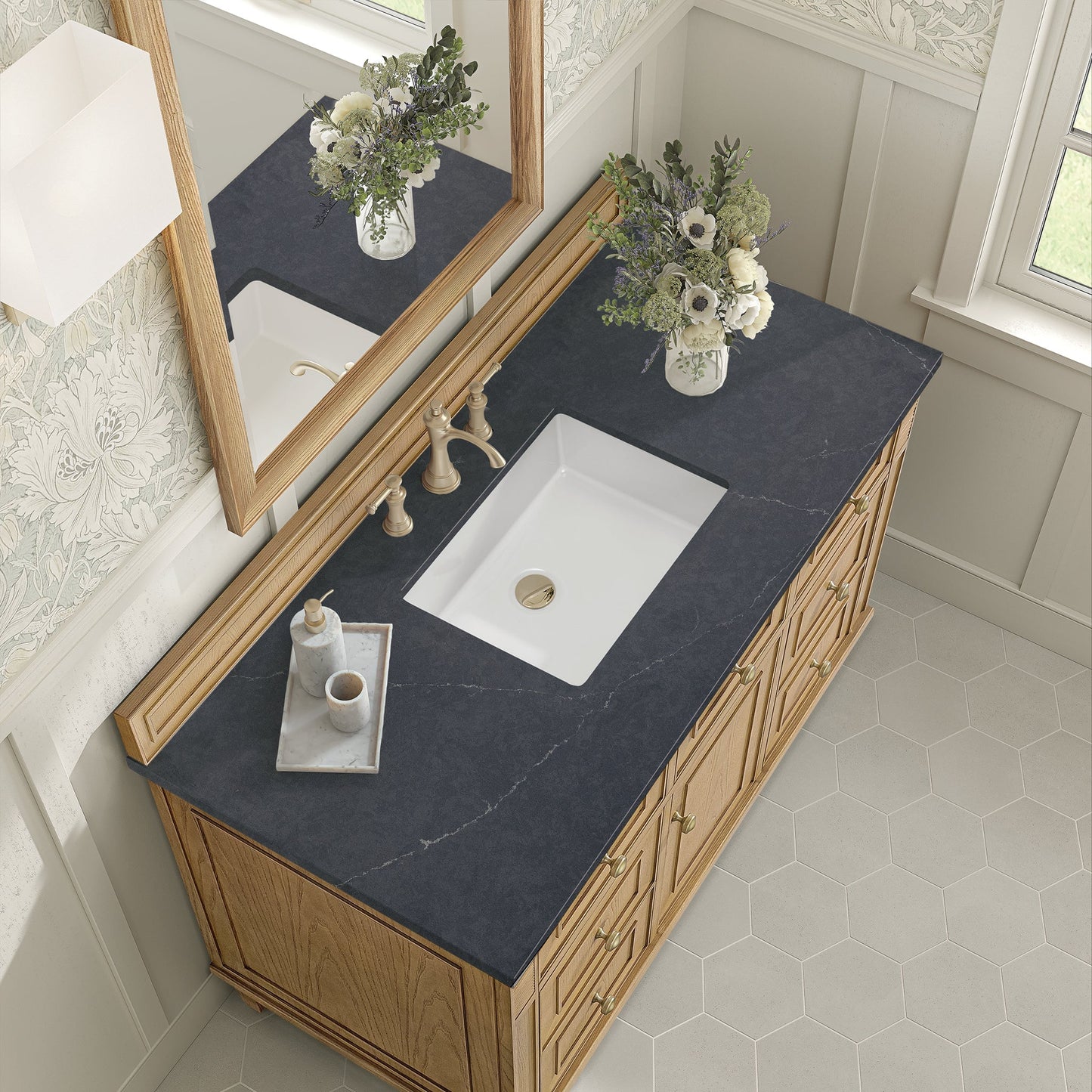 
                  
                    Lorelai 48" Single Vanity in Light Natural Oak James Martin Vanities Charcoal Soapstone Silestone 
                  
                