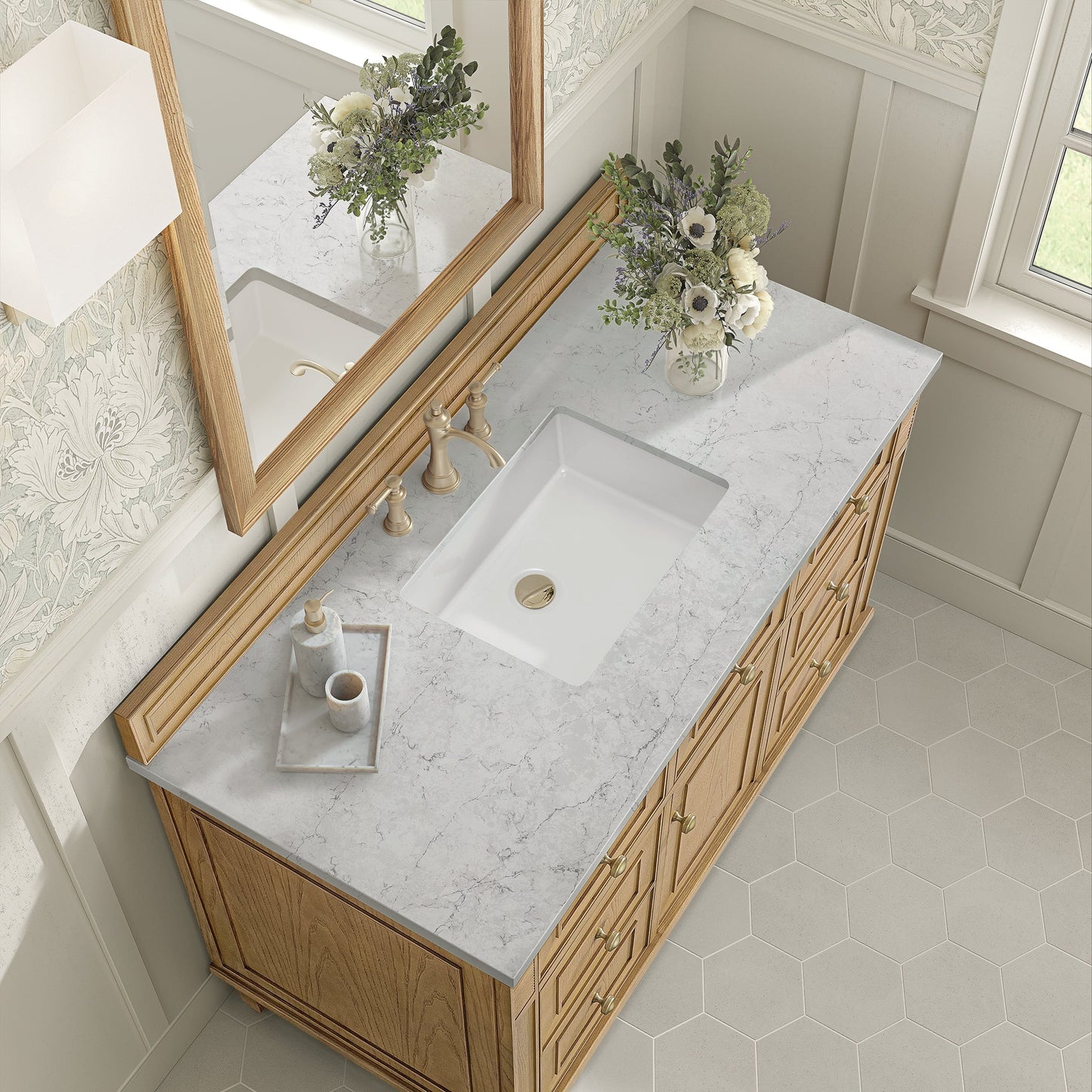 
                  
                    Lorelai 48" Single Vanity in Light Natural Oak James Martin Vanities Eternal Jasmine Pearl Silestone 
                  
                