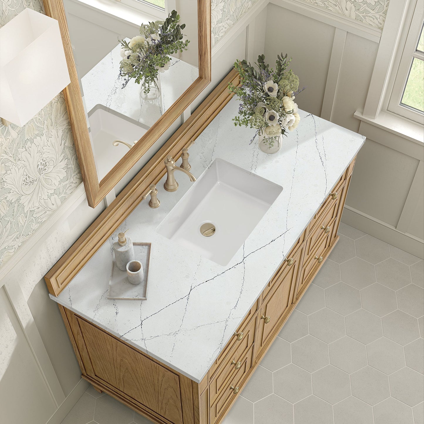 
                  
                    Lorelai 48" Single Vanity in Light Natural Oak James Martin Vanities Ethereal Noctis Silestone 
                  
                