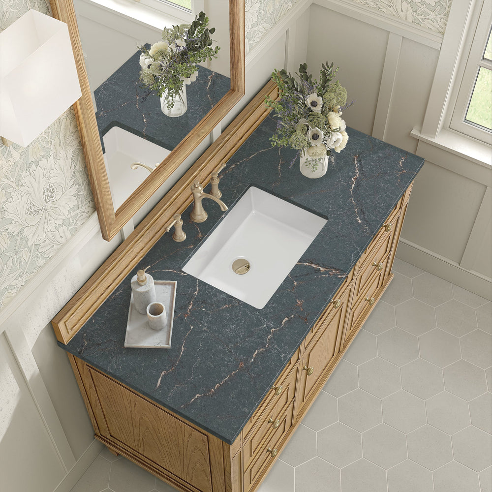 
                  
                    Lorelai 48" Single Vanity in Light Natural Oak James Martin Vanities Parisien Bleu Silestone 
                  
                