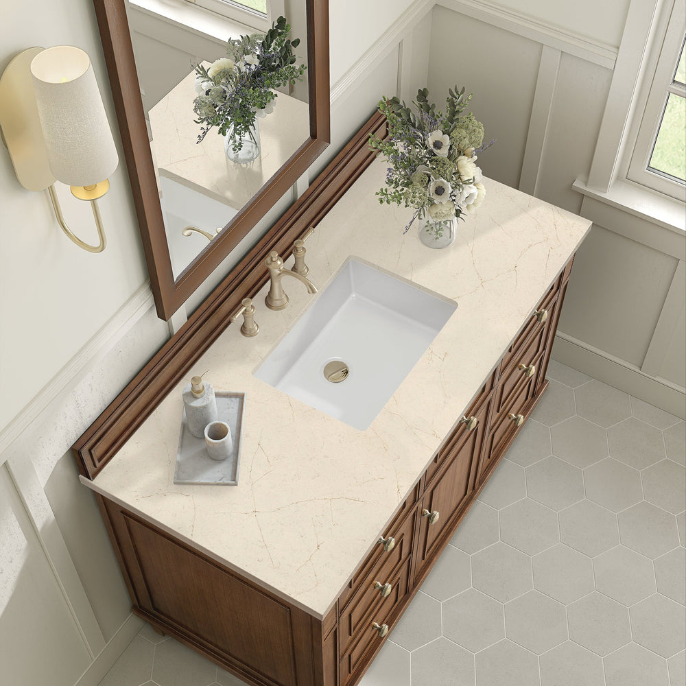 
                  
                    Lorelai 48" Single Vanity in Mid-Century Walnut James Martin Vanities Eternal Marfil Silestone 
                  
                